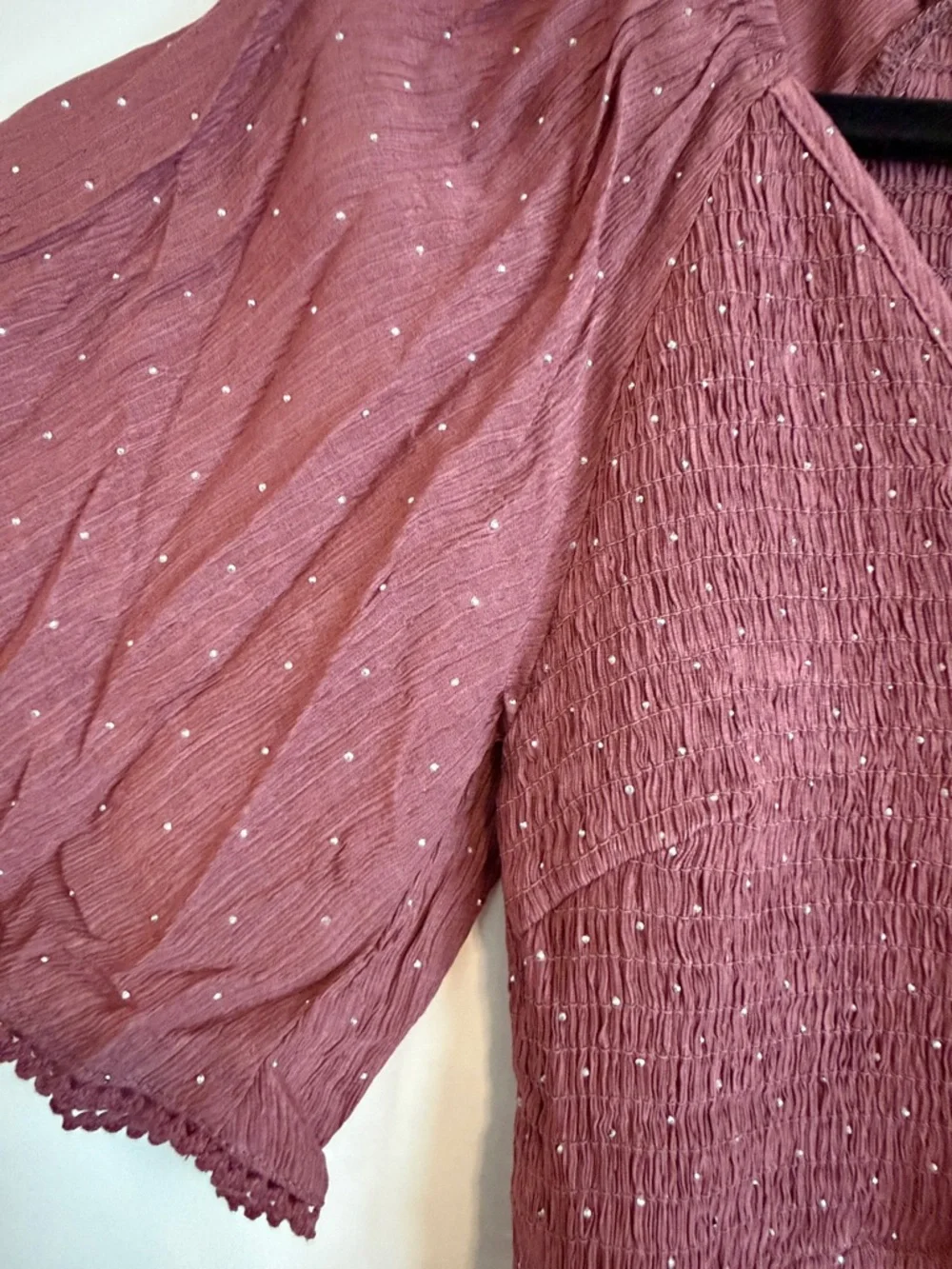 Hem & Thread Dusty Rose Smocked Peplum Top - Picture 3 of 8